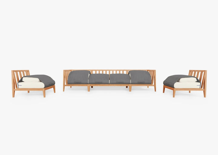Outer Teak Outdoor Sofa with Armless Chairs - 6 Seat