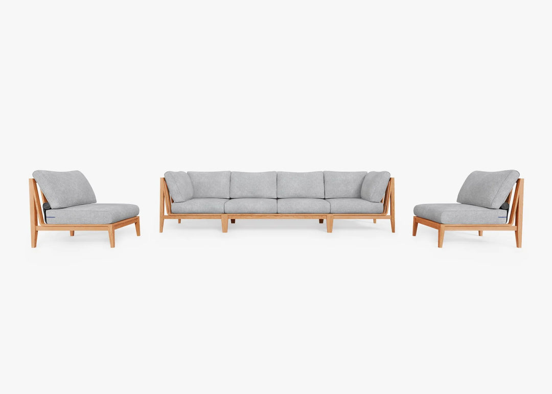 Outer Teak Outdoor Sofa with Armless Chairs - 6 Seat