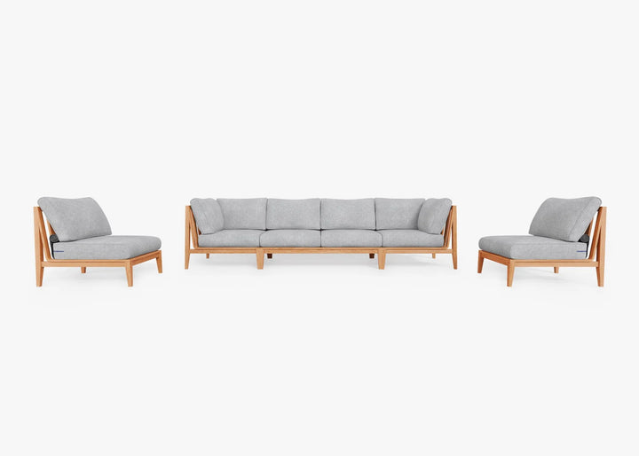 Outer Teak Outdoor Sofa with Armless Chairs - 6 Seat
