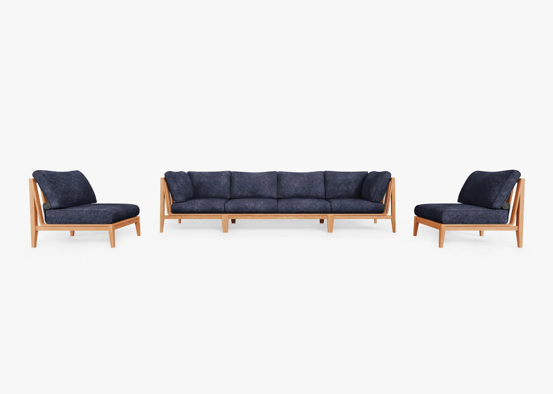 Outer Teak Outdoor Sofa with Armless Chairs - 6 Seat