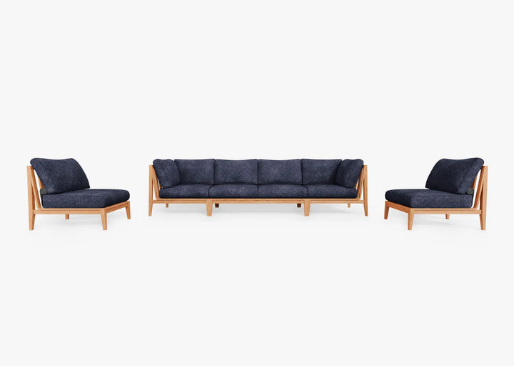 Outer Teak Outdoor Sofa with Armless Chairs - 6 Seat