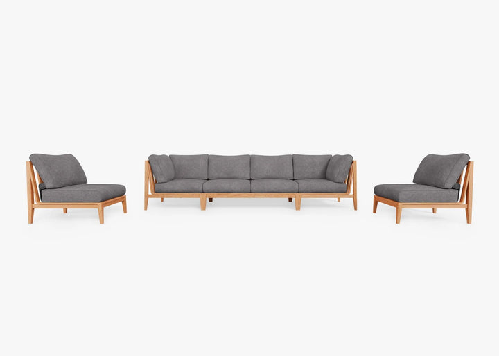 Outer Teak Outdoor Sofa with Armless Chairs - 6 Seat
