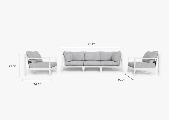 Outer White Aluminum Outdoor Sofa with Armchairs - 5 Seat