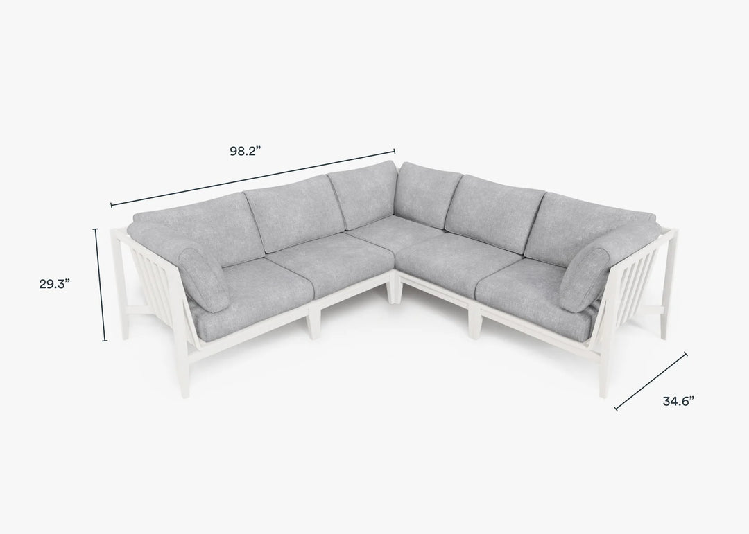 Outer White Aluminum Outdoor Corner Sectional - 5 Seat