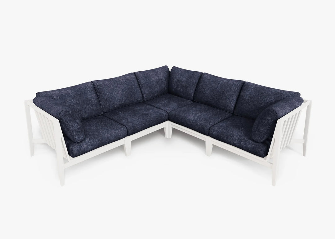 Outer White Aluminum Outdoor Corner Sectional - 5 Seat