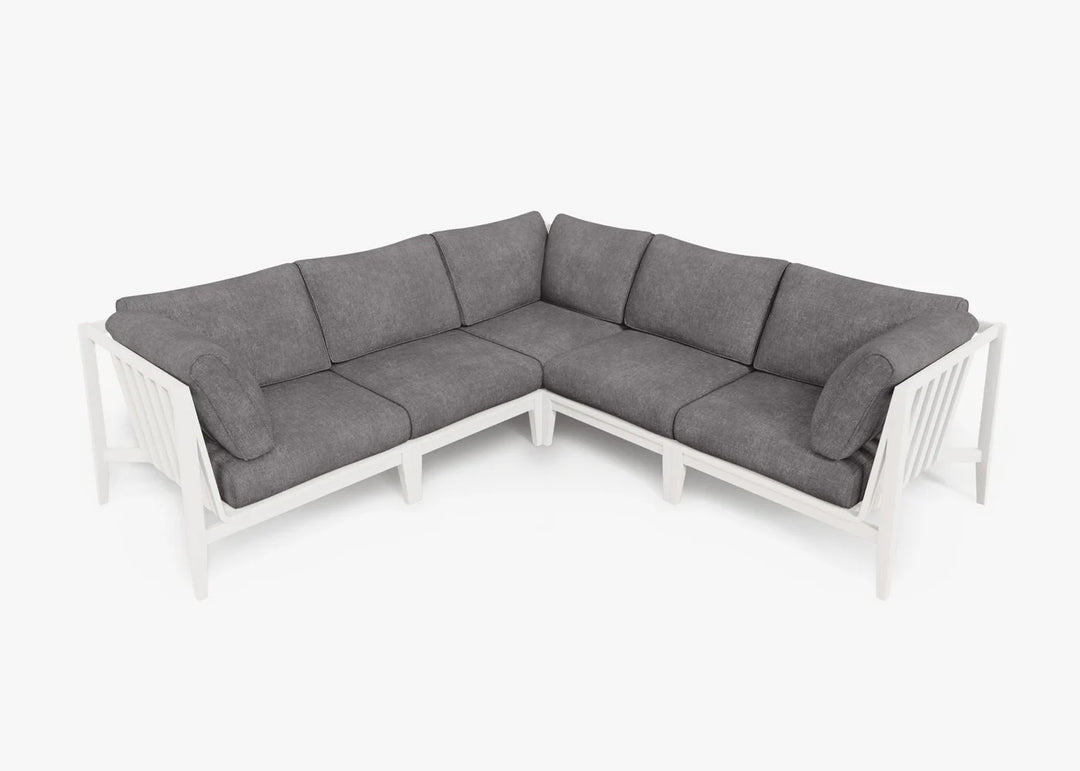 Outer White Aluminum Outdoor Corner Sectional - 5 Seat