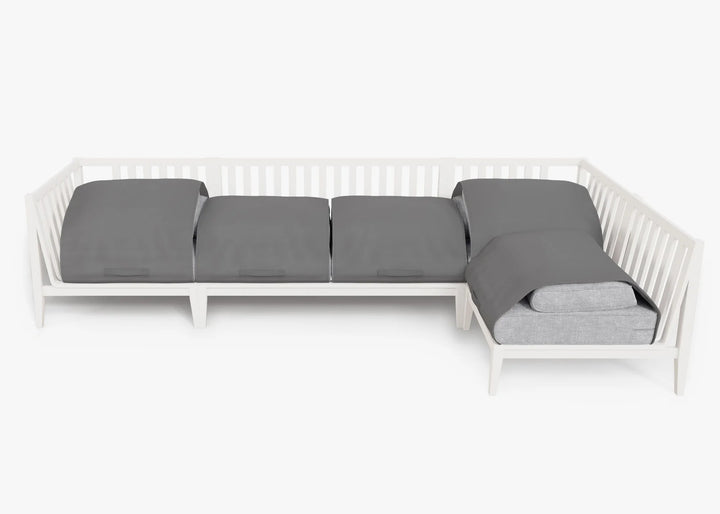 Outer White Aluminum Outdoor 5-Seat L-Sectional