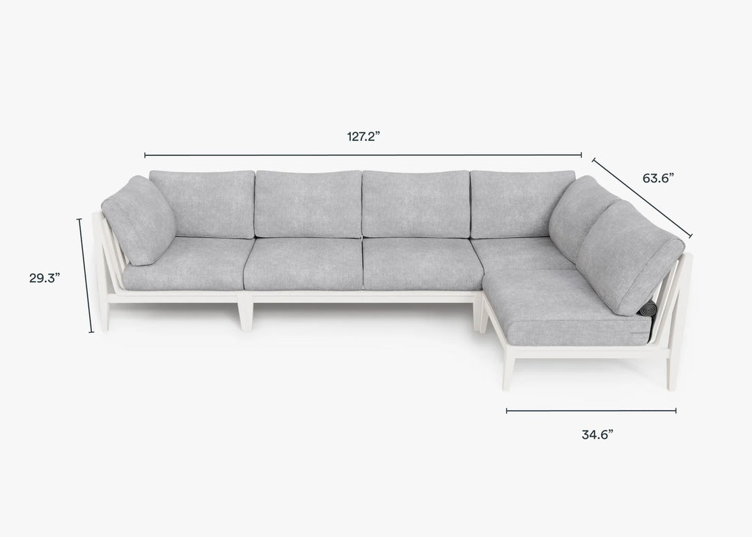 Outer White Aluminum Outdoor 5-Seat L-Sectional
