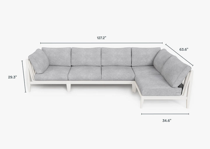 Outer White Aluminum Outdoor 5-Seat L-Sectional
