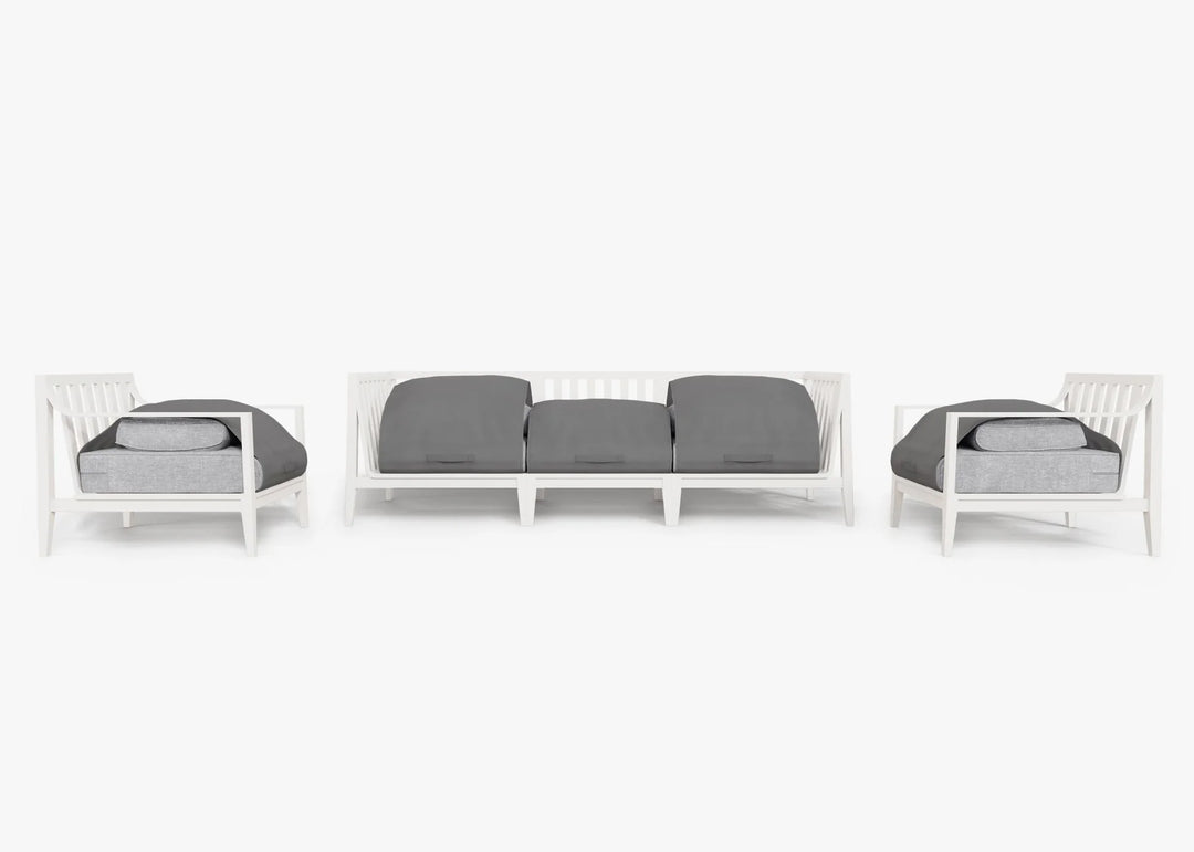 Outer White Aluminum Outdoor Sofa with Armchairs - 5 Seat