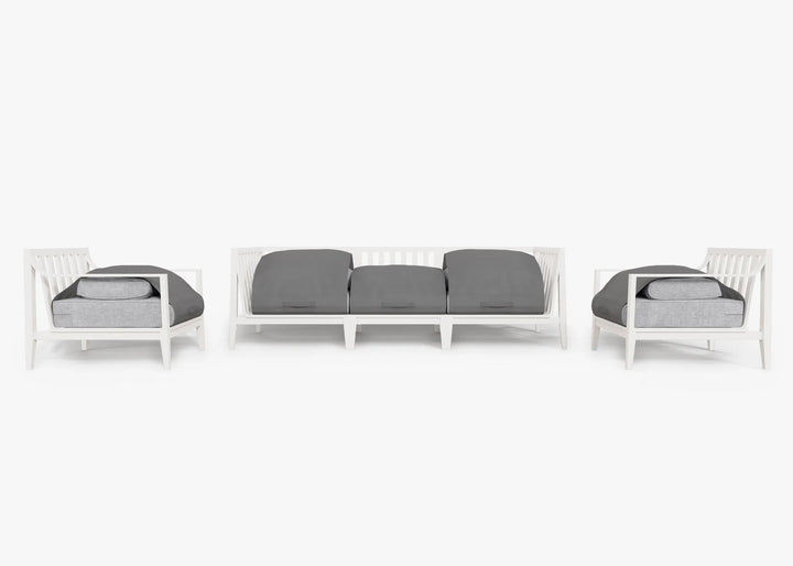 Outer White Aluminum Outdoor Sofa with Armchairs - 5 Seat