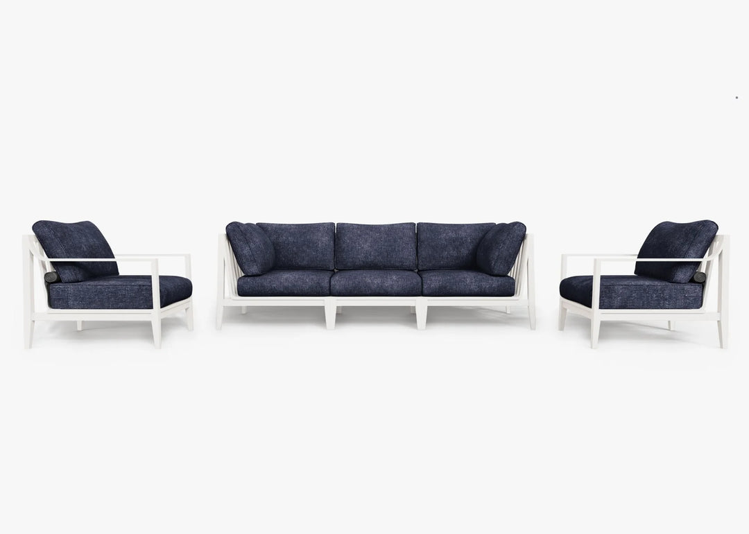 Outer White Aluminum Outdoor Sofa with Armchairs - 5 Seat