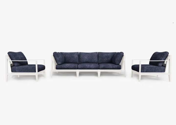 Outer White Aluminum Outdoor Sofa with Armchairs - 5 Seat