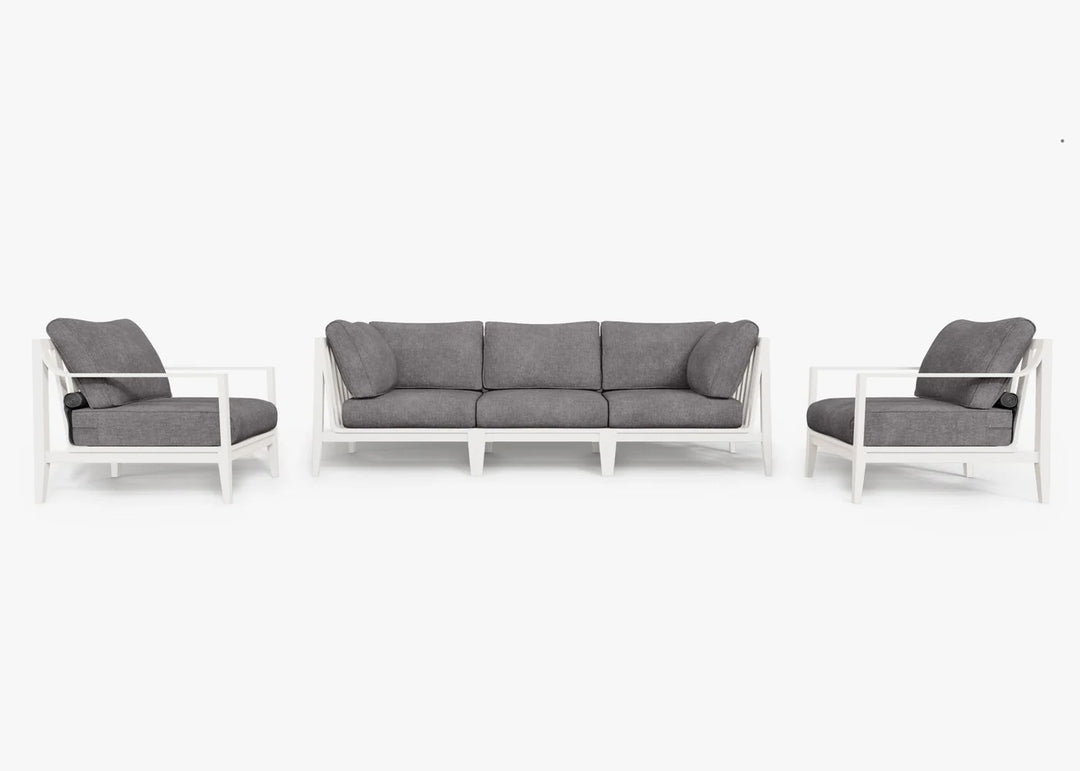 Outer White Aluminum Outdoor Sofa with Armchairs - 5 Seat