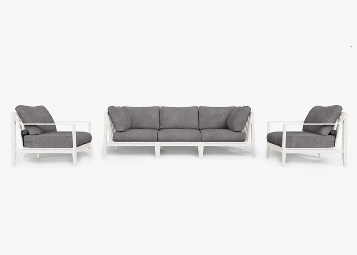 Outer White Aluminum Outdoor Sofa with Armchairs - 5 Seat