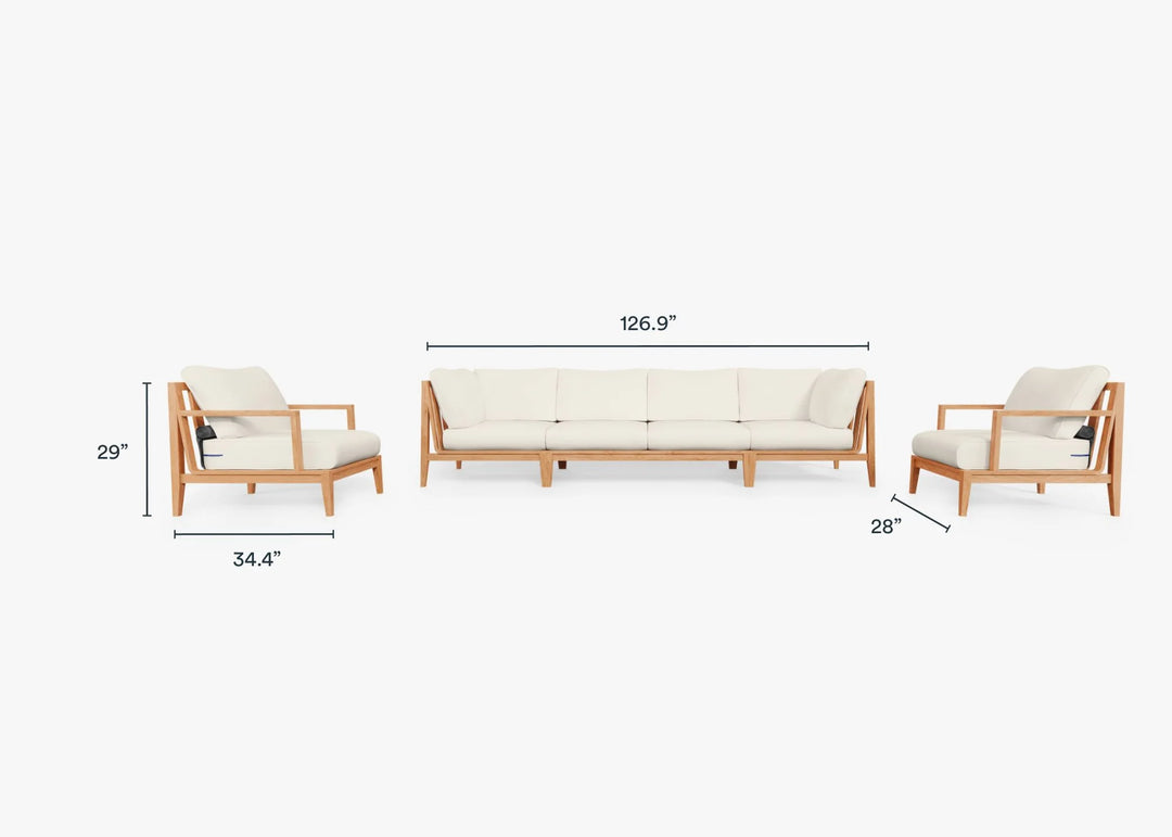 Outer Teak Outdoor Sofa with Armchairs - 6 Seat