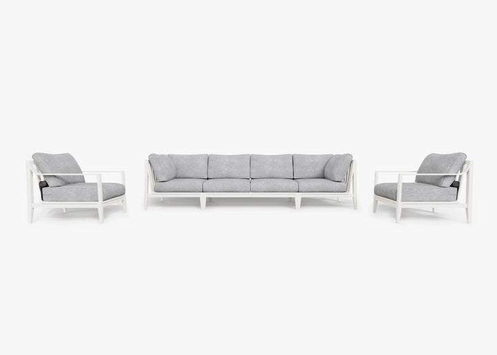 Outer White Aluminum Outdoor Sofa with Armchairs - 6 Seat
