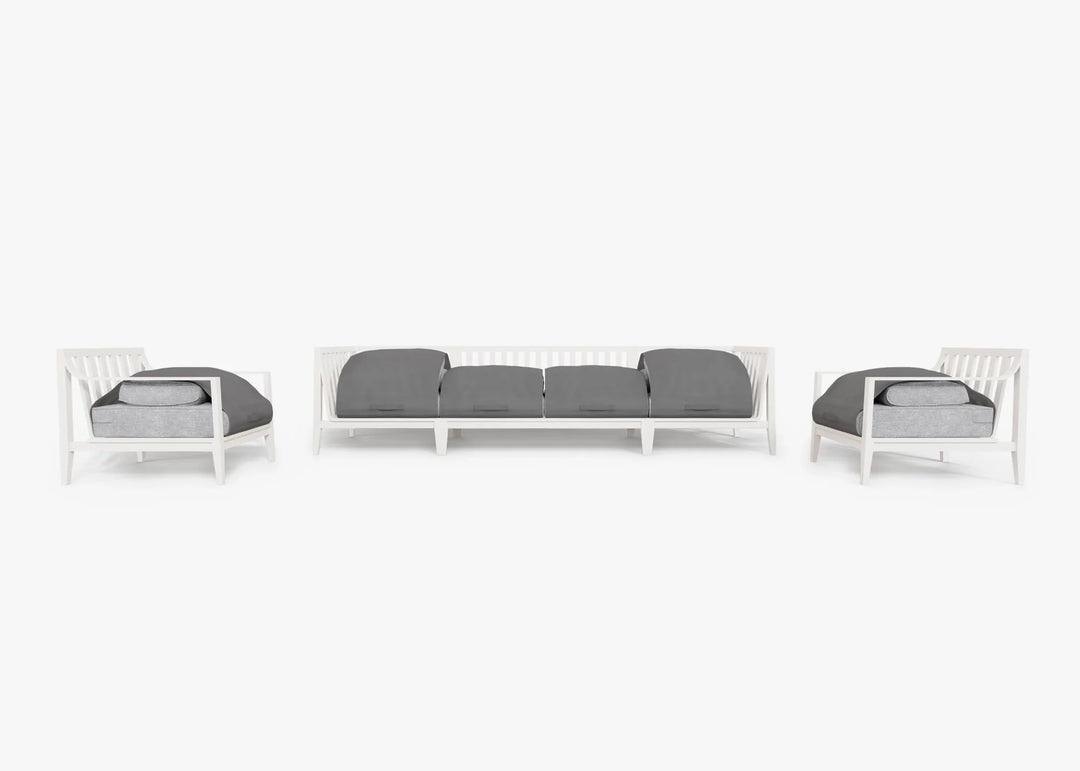 Outer White Aluminum Outdoor Sofa with Armchairs - 6 Seat