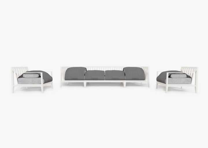 Outer White Aluminum Outdoor Sofa with Armchairs - 6 Seat