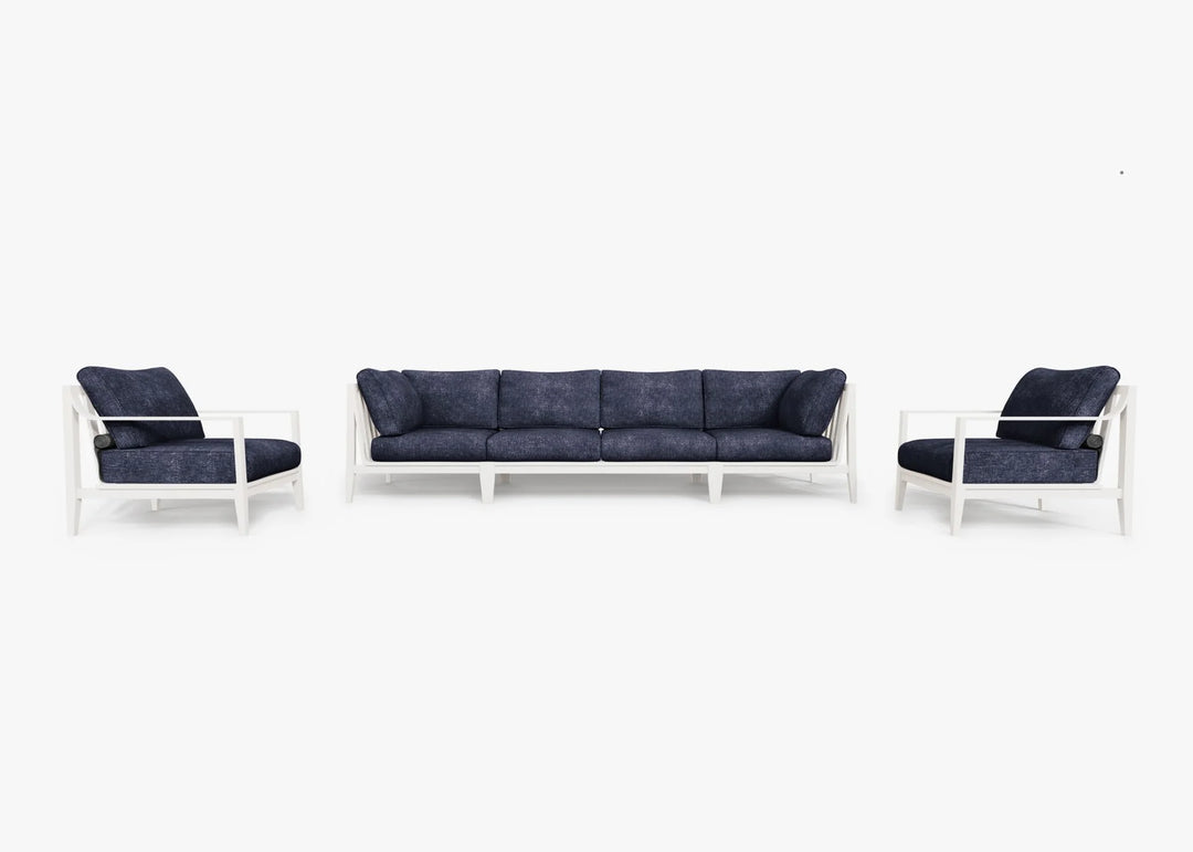 Outer White Aluminum Outdoor Sofa with Armchairs - 6 Seat