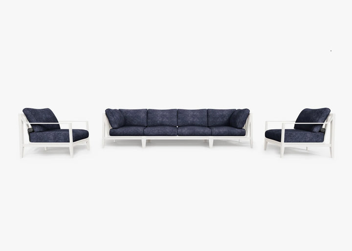 Outer White Aluminum Outdoor Sofa with Armchairs - 6 Seat