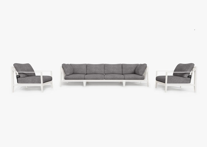 Outer White Aluminum Outdoor Sofa with Armchairs - 6 Seat