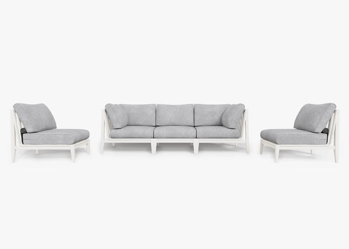 Outer White Aluminum Outdoor Sofa with Armless Chairs - 5 Seat