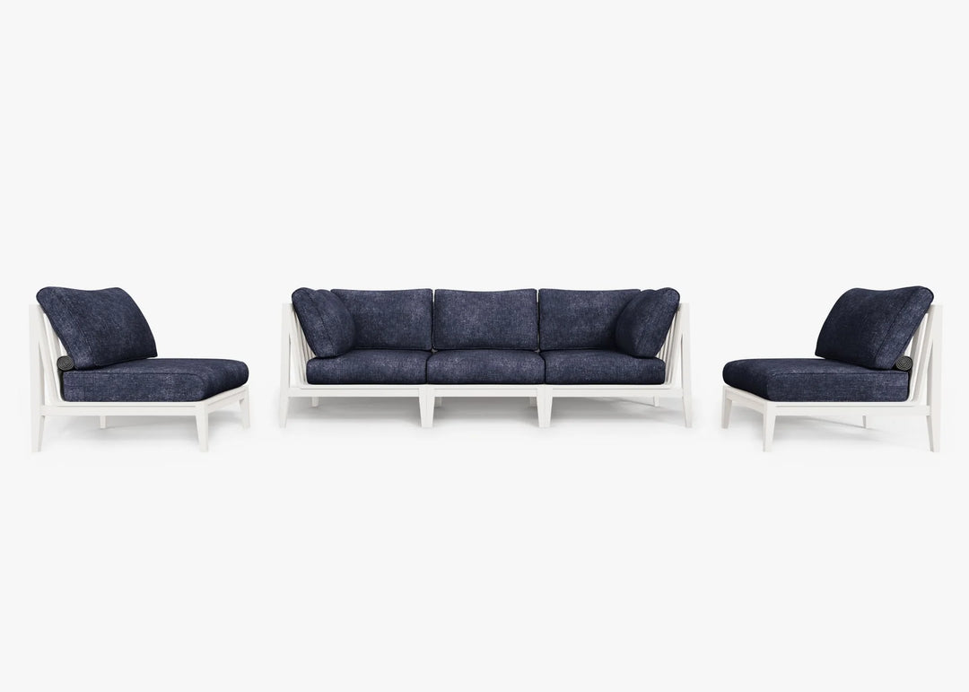 Outer White Aluminum Outdoor Sofa with Armless Chairs - 5 Seat