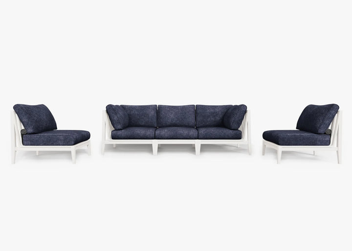 Outer White Aluminum Outdoor Sofa with Armless Chairs - 5 Seat