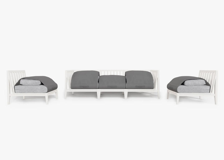 Outer White Aluminum Outdoor Sofa with Armless Chairs - 5 Seat
