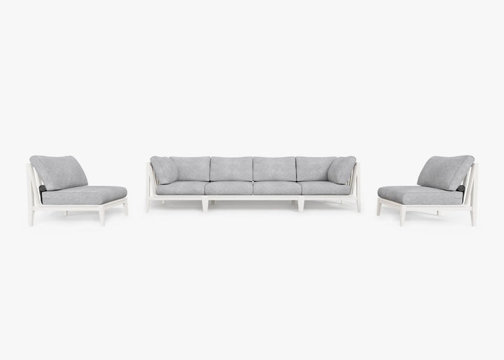 Outer White Aluminum Outdoor Sofa with Armless Chairs - 6 Seat