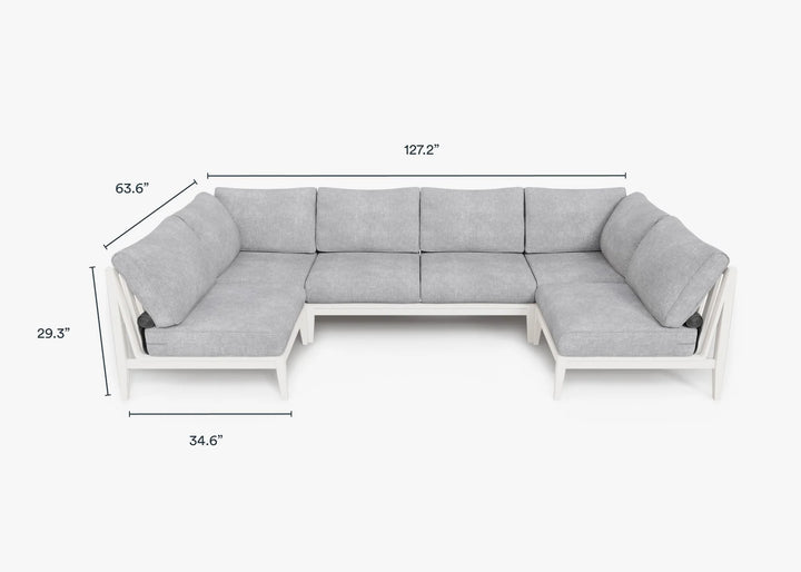 Outer White Aluminum Outdoor 6-Seat U-Sectional