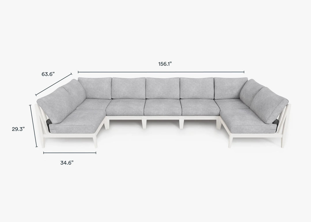 Outer White Aluminum Outdoor 7-Seat U-Sectional