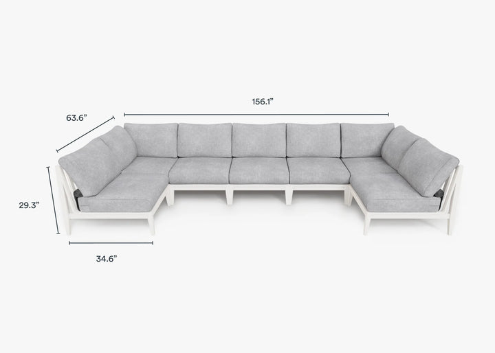 Outer White Aluminum Outdoor 7-Seat U-Sectional