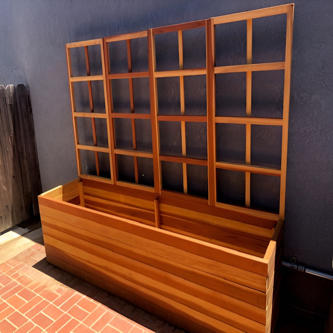San Laura's Redwood Planter Box with Trellis