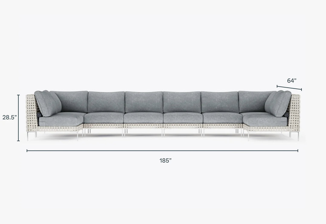 Outer Open Weave Wicker Outdoor 8-Seat U-Sectional