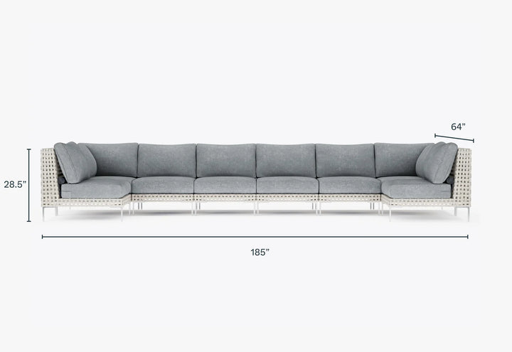 Outer Open Weave Wicker Outdoor 8-Seat U-Sectional