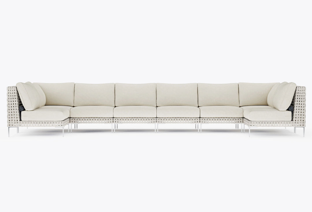 Outer Open Weave Wicker Outdoor 8-Seat U-Sectional