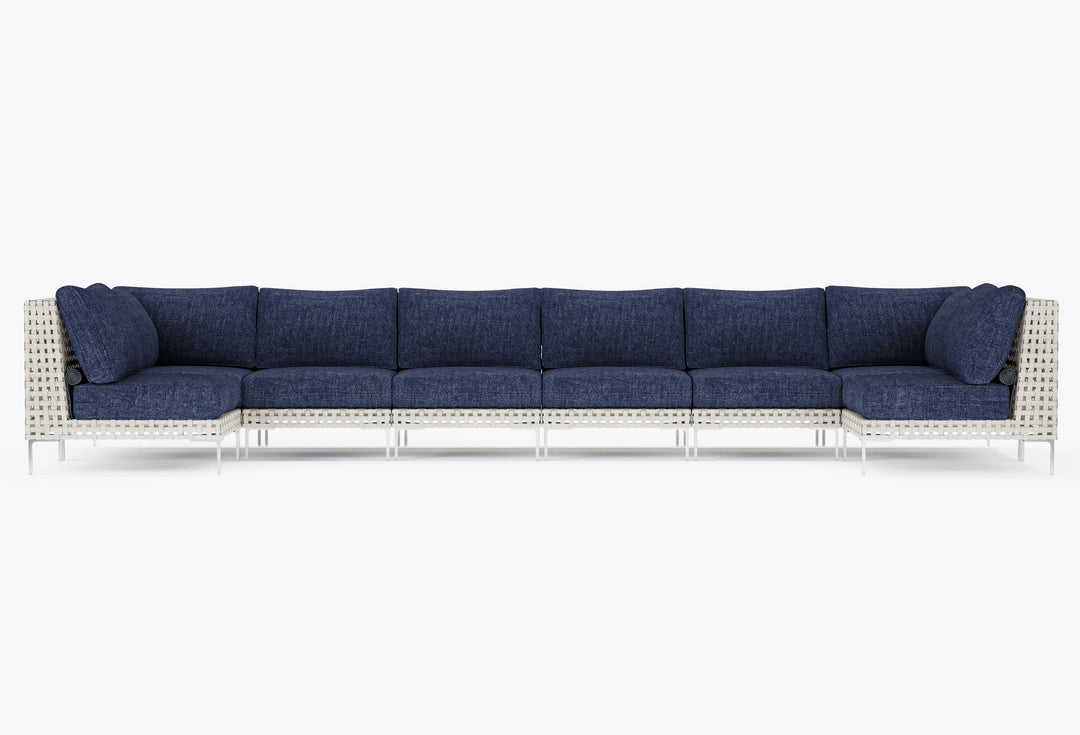 Outer Open Weave Wicker Outdoor 8-Seat U-Sectional