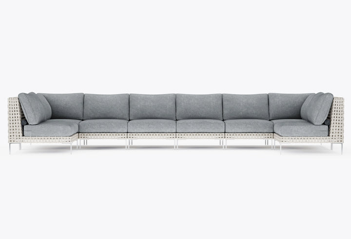 Outer Open Weave Wicker Outdoor 8-Seat U-Sectional