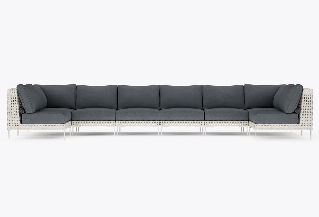 Outer Open Weave Wicker Outdoor 8-Seat U-Sectional