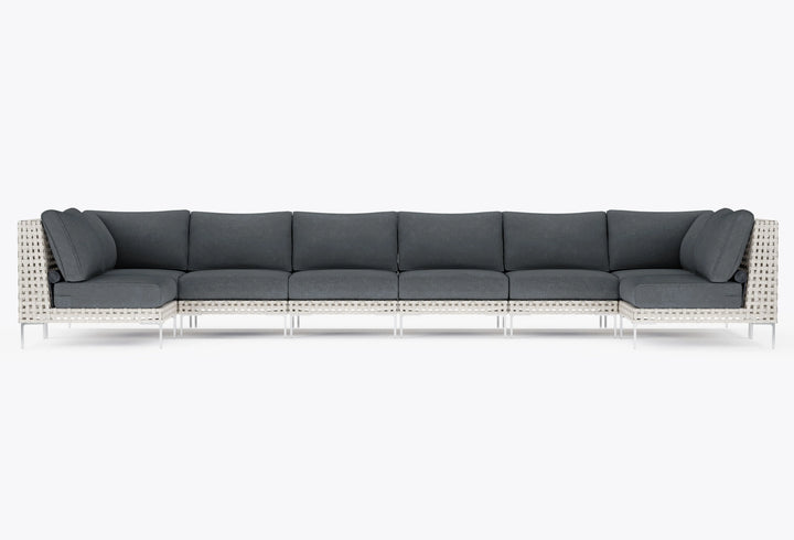 Outer Open Weave Wicker Outdoor 8-Seat U-Sectional