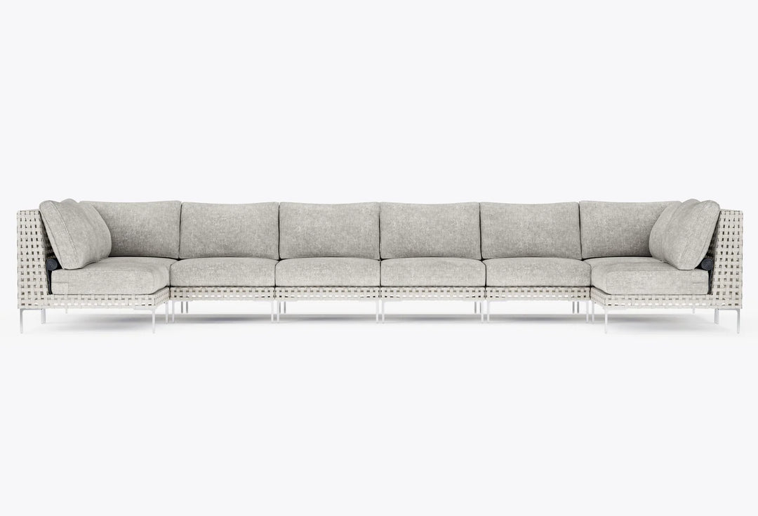 Outer Open Weave Wicker Outdoor 8-Seat U-Sectional