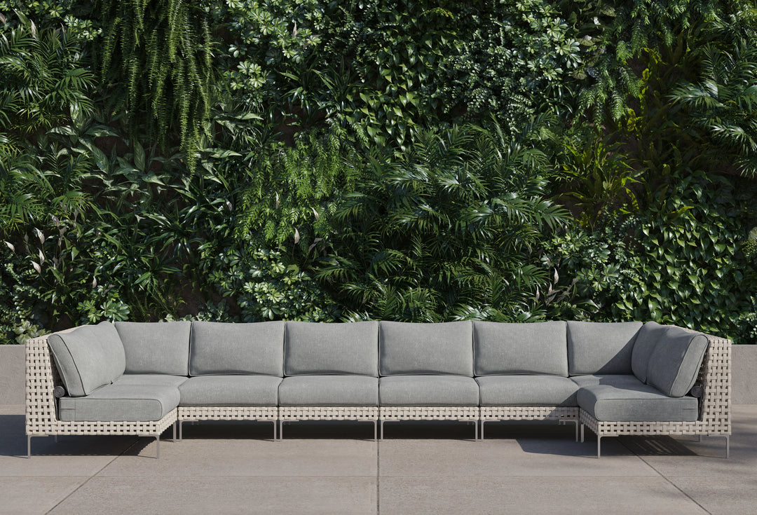 Outer Open Weave Wicker Outdoor 8-Seat U-Sectional