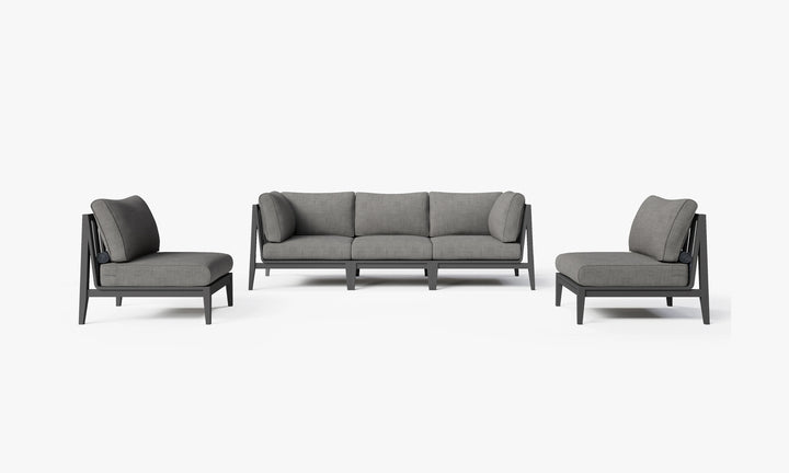 Outer Charcoal Aluminum Outdoor Sofa with Armless Chairs - 5 Seat