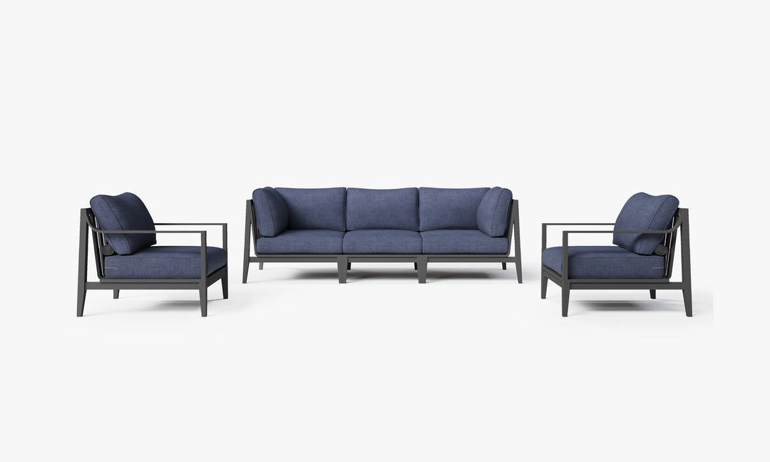 Outer Charcoal Aluminum Outdoor Sofa with Armchairs - 5 Seat