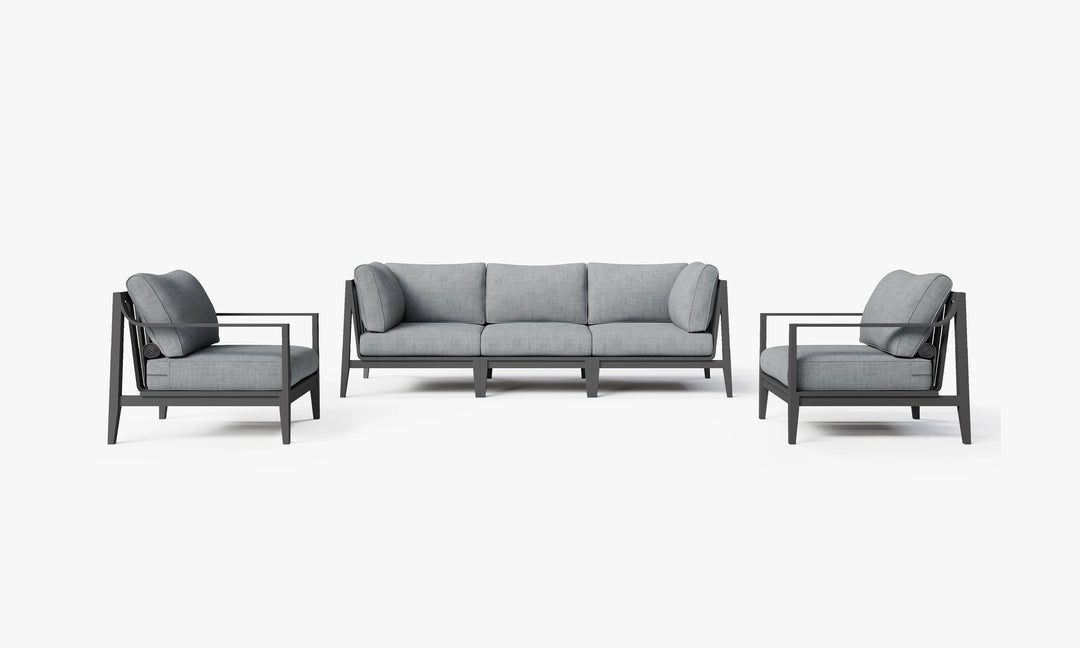 Outer Charcoal Aluminum Outdoor Sofa with Armchairs - 5 Seat