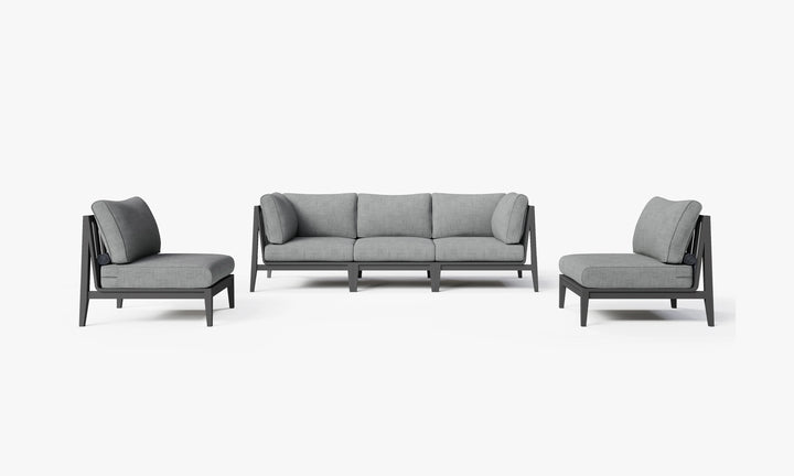 Outer Charcoal Aluminum Outdoor Sofa with Armless Chairs - 5 Seat
