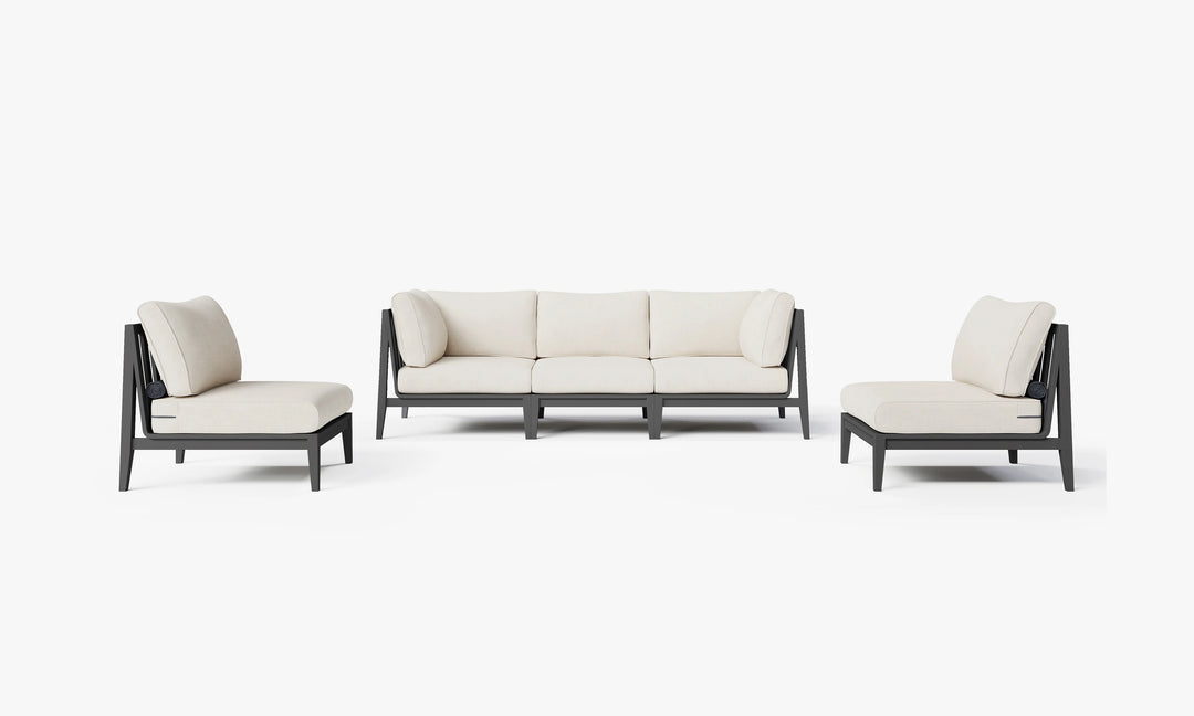 Outer Charcoal Aluminum Outdoor Sofa with Armless Chairs - 5 Seat