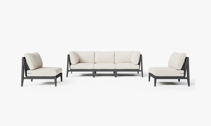 Outer Charcoal Aluminum Outdoor Sofa with Armless Chairs - 5 Seat
